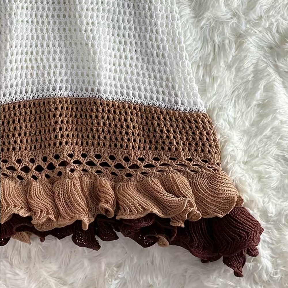 NEW- Crochet bathing suit cover - dress halter top style Large- cream color only - Picture 5 of 6